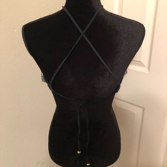 Ambrielle Bikini top SZ L back/white print&tassels - Picture 4 of 6